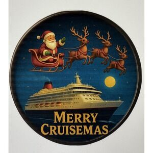 Merry Cruisemas Christmas Cruise Ship Door Magnet‎ Holiday Santa Sleigh Décor